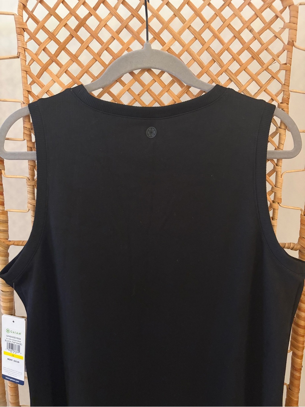 NWT GAIAM Black Ribbed Crewneck Knee-Length Tank Dress - Picture 8 of 8